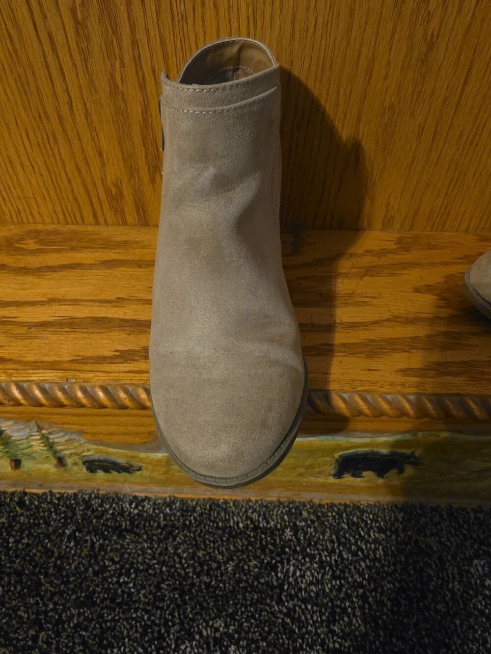 Time And True Tan Faux Suede Ankle Boots Womens Size 6.5 - Picture 3 of 11